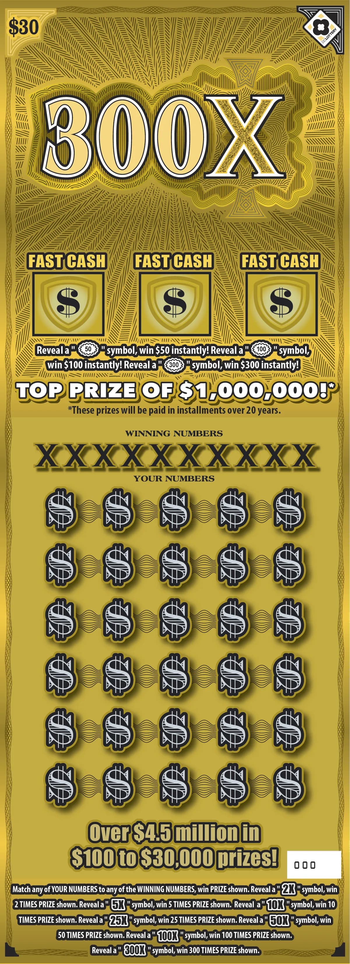300X scratch-off ticket
