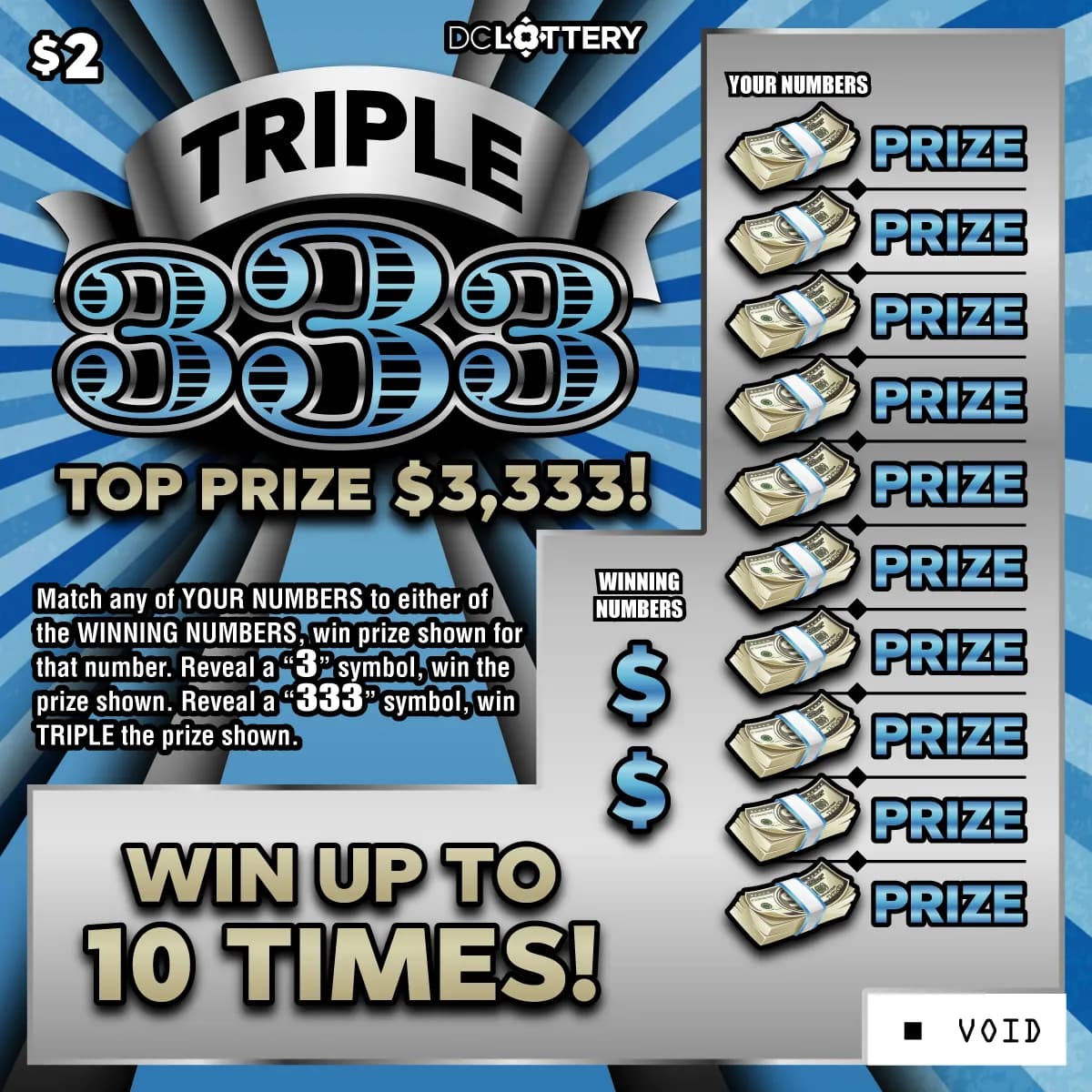 Triple 333 scratch-off ticket