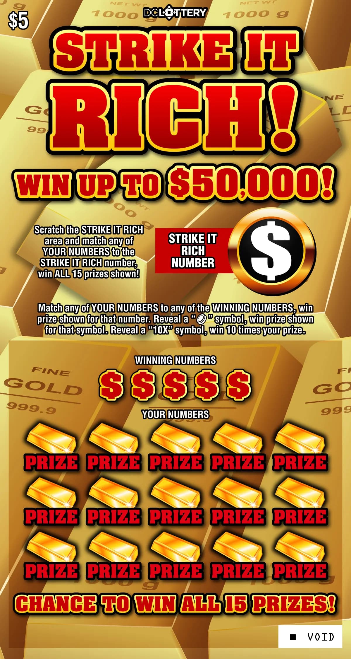 Strike It Rich scratch-off ticket