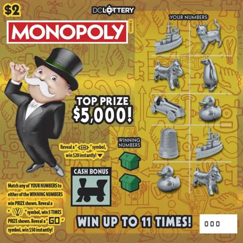 MONOPOLY scratch-off ticket