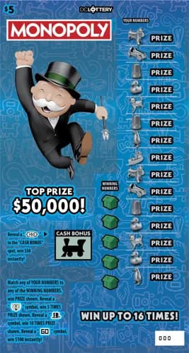 MONOPOLY scratch-off ticket