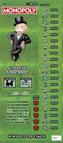 MONOPOLY scratch-off ticket