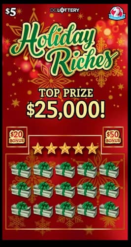 Holiday Riches scratch-off ticket