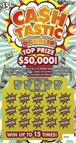 Ca$h Tastic Doubler scratch-off ticket