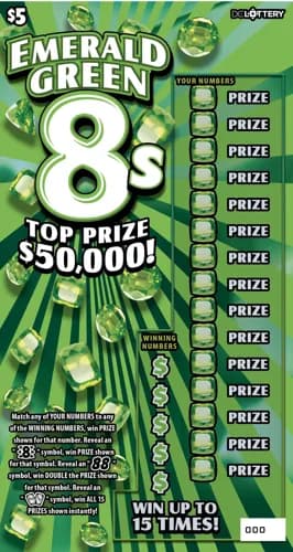 Emerald Green 8s scratch-off ticket