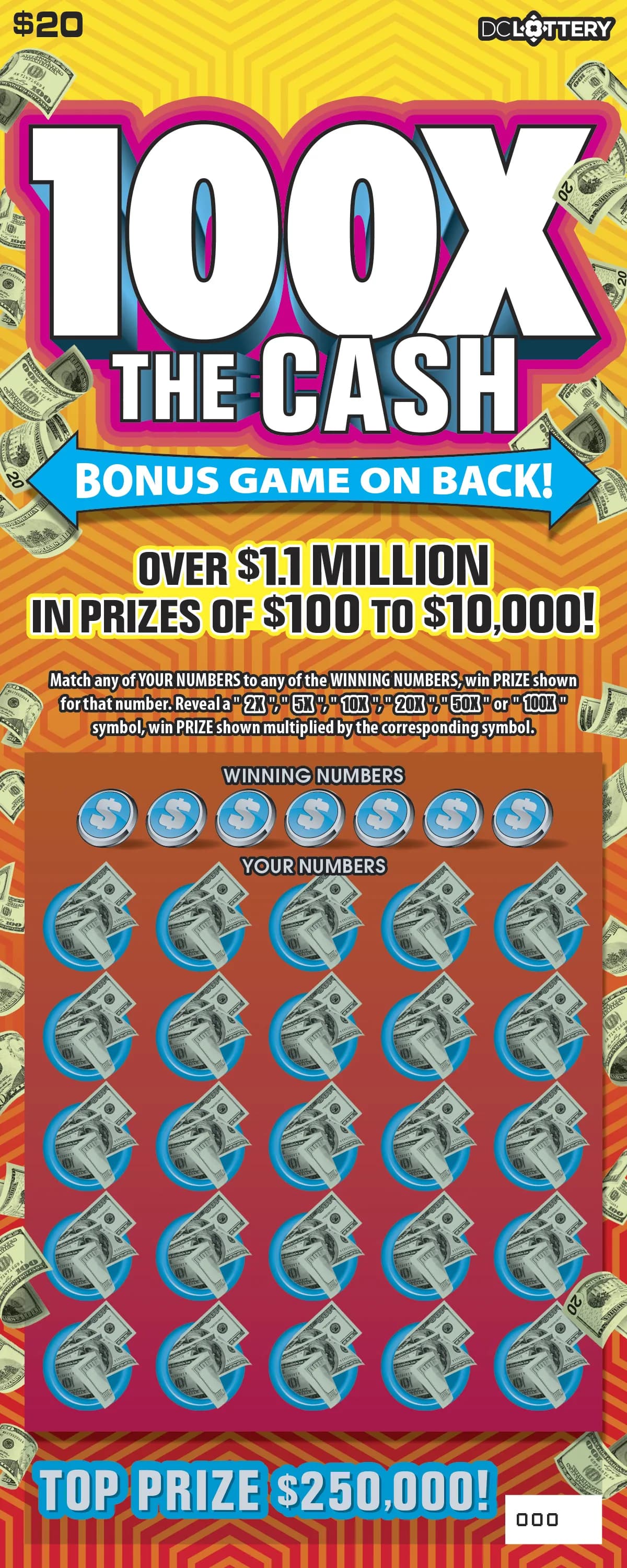 100X the Cash scratch-off ticket