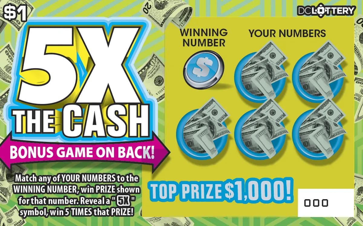 5X the Cash scratch-off ticket