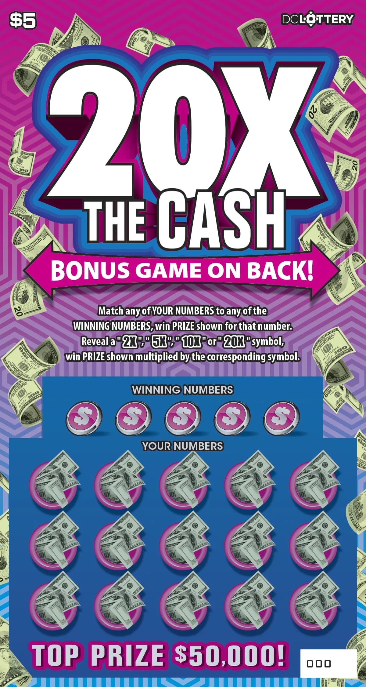 20X the Cash scratch-off ticket
