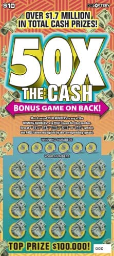 50X the Cash scratch-off ticket