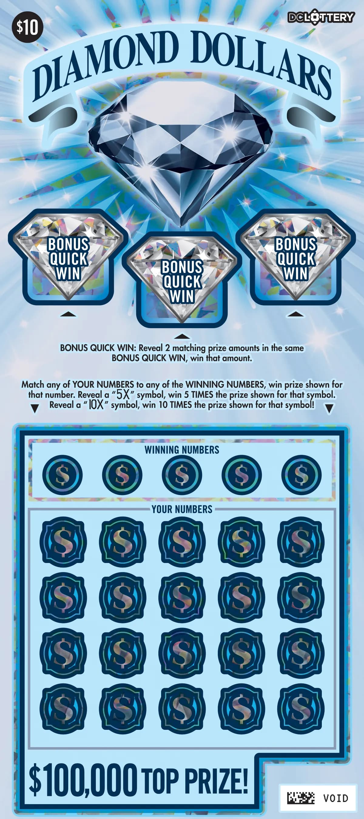 Diamond Dollars scratch-off ticket