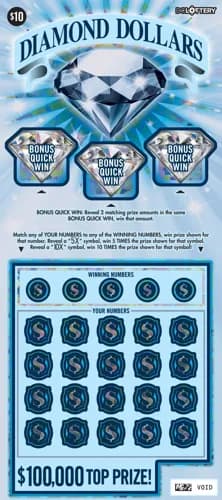 Diamond Dollars scratch-off ticket