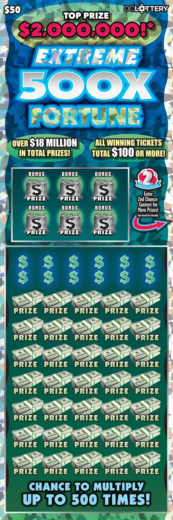Extreme 500X Fortune scratch-off ticket