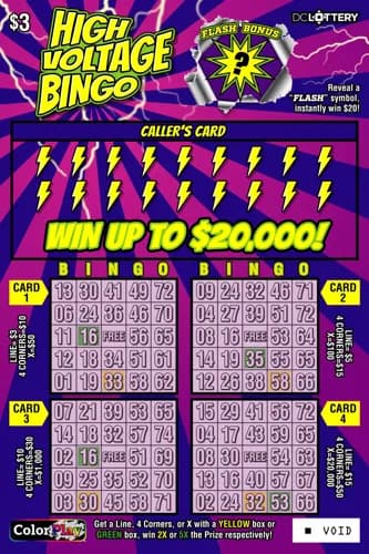 High Voltage Bingo scratch-off ticket