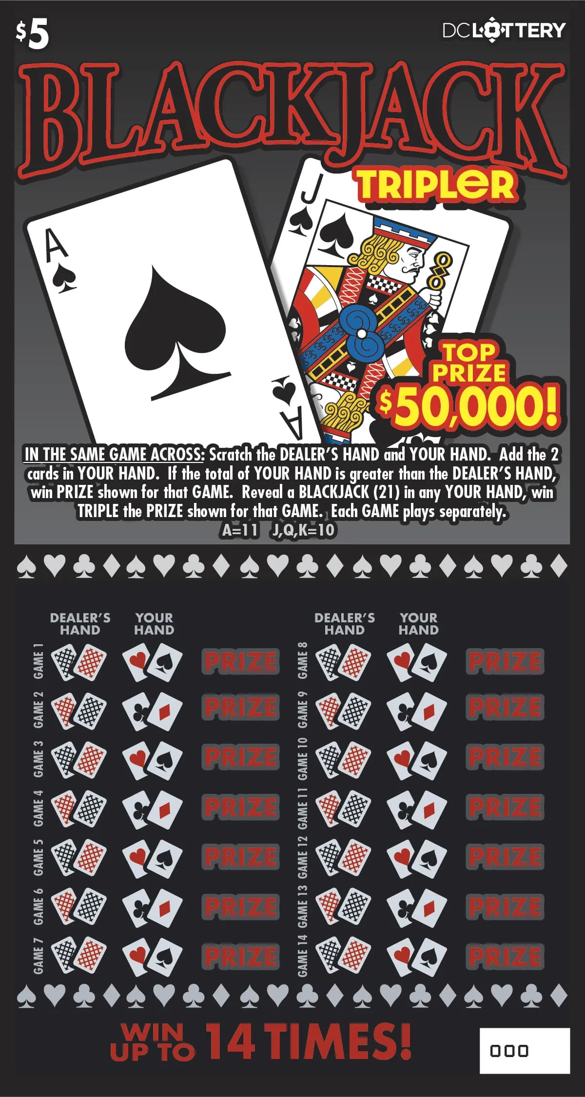 Blackjack Tripler scratch-off ticket