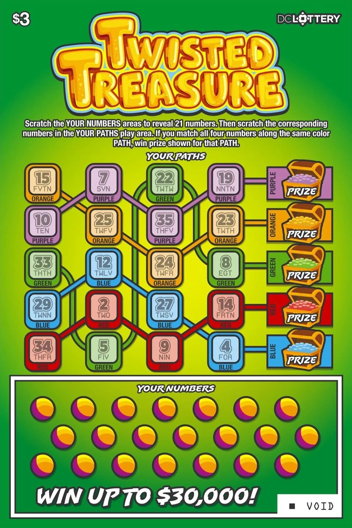 Twisted Treasure scratch-off ticket