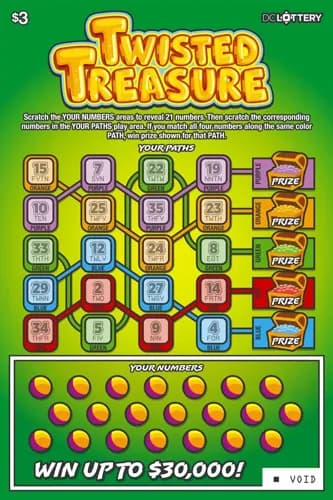 Twisted Treasure scratch-off ticket