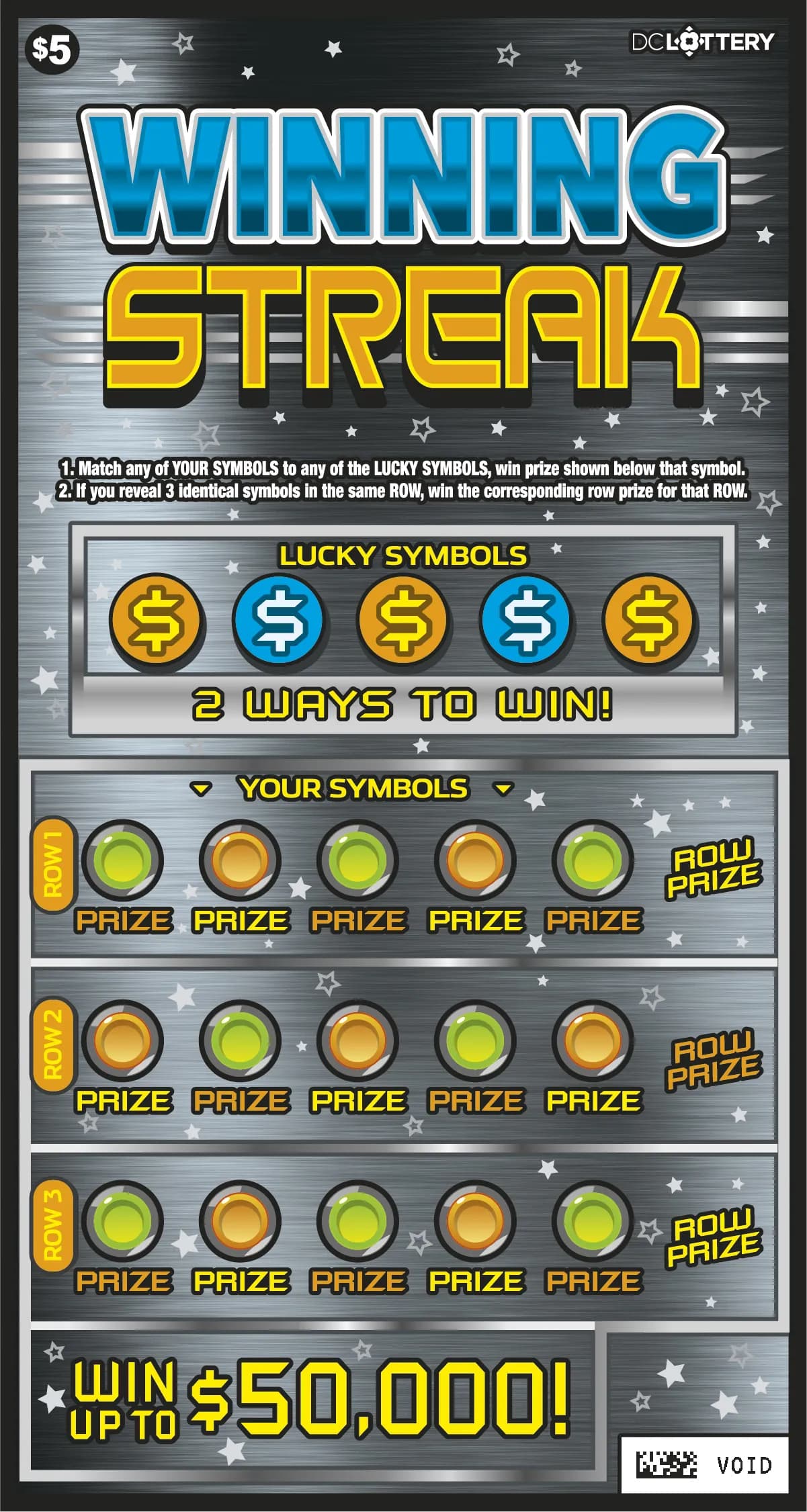 Winning Streak scratch-off ticket