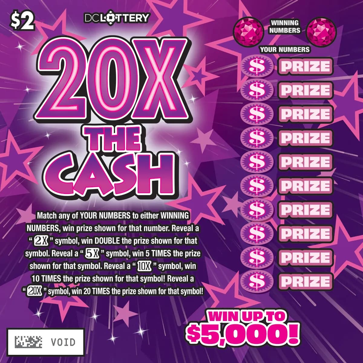 20X The Cash scratch-off ticket
