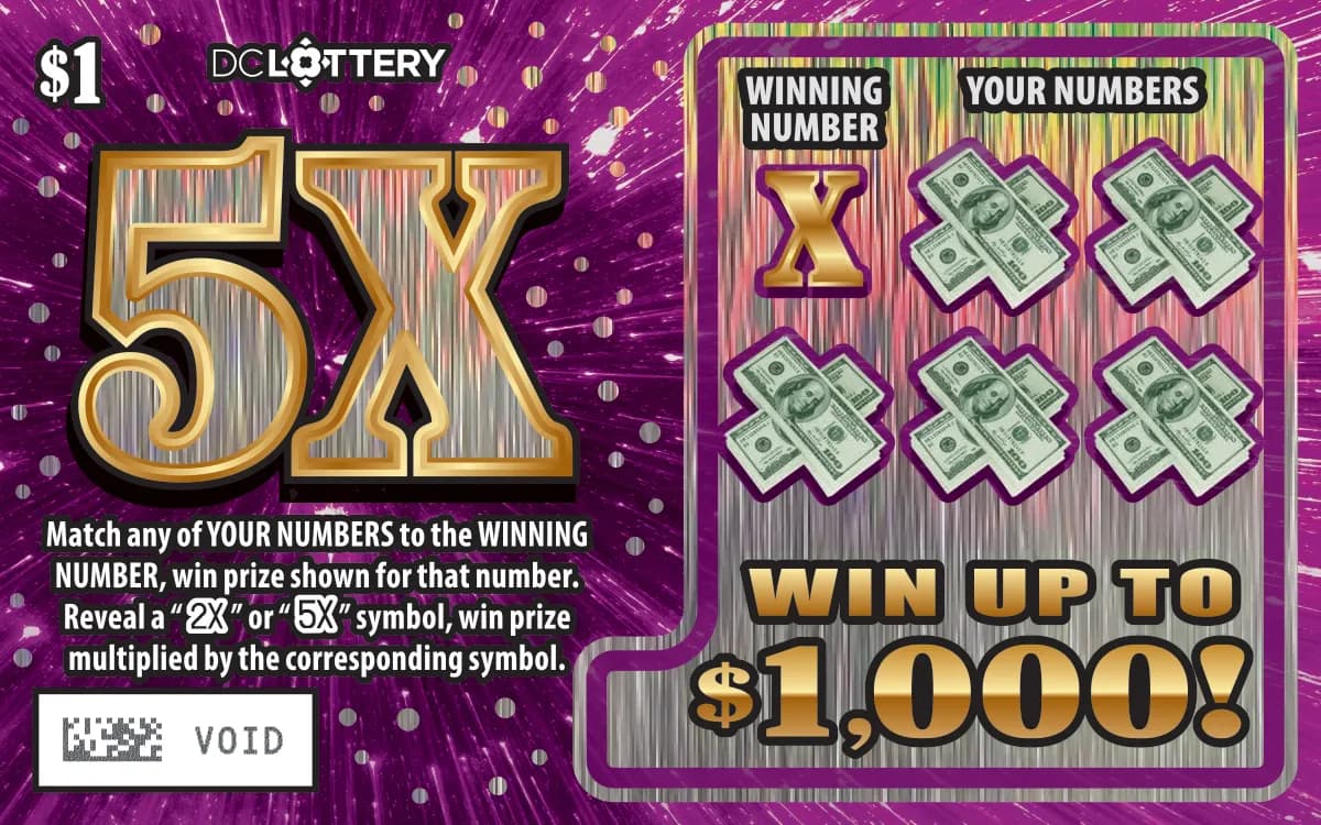 5X scratch-off ticket