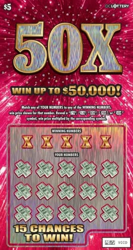 50X scratch-off ticket