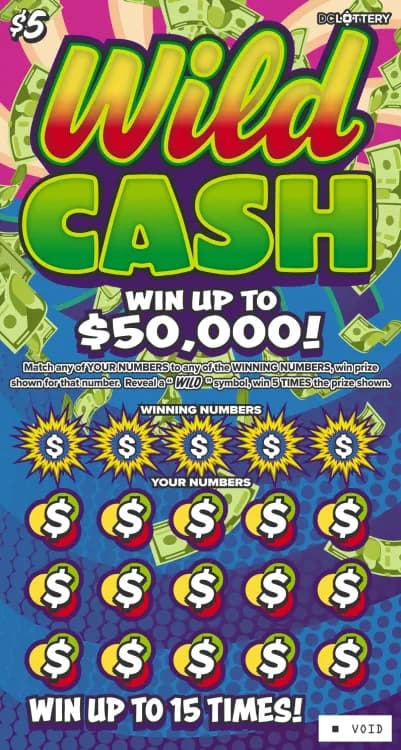 Wild Cash scratch-off ticket