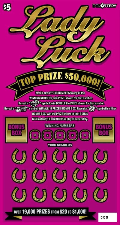 Lady Luck scratch-off ticket