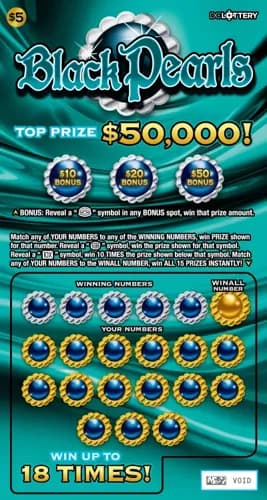 Black Pearls scratch-off ticket