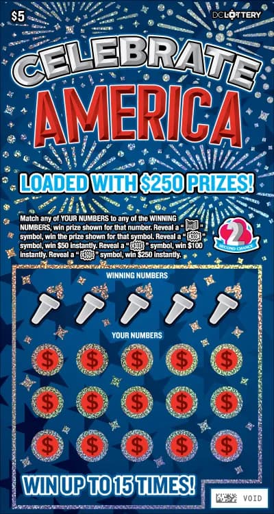 Celebrate America scratch-off ticket