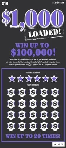 $1,000 Loaded scratch-off ticket