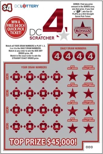 DC 4 Scratcher scratch-off ticket