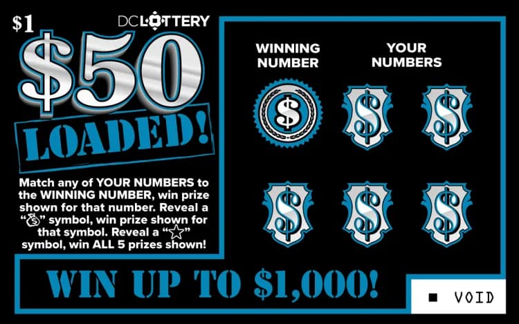 $50 Loaded! scratch-off ticket