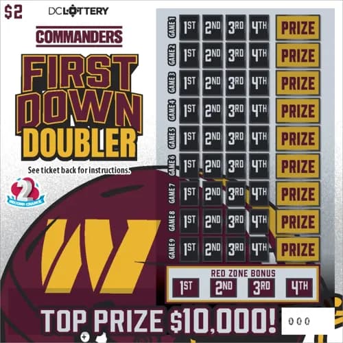 Commanders First Down Doubler scratch-off ticket