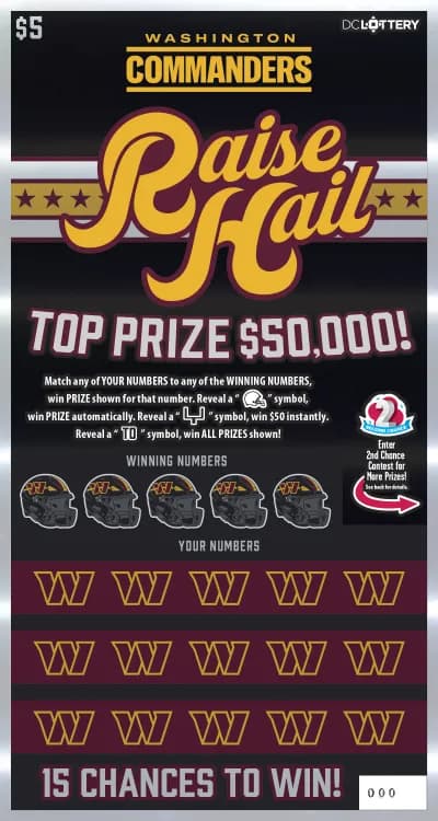 Washington Commanders Raise Hail scratch-off ticket