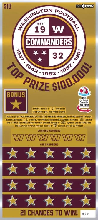 Washington Commanders scratch-off ticket