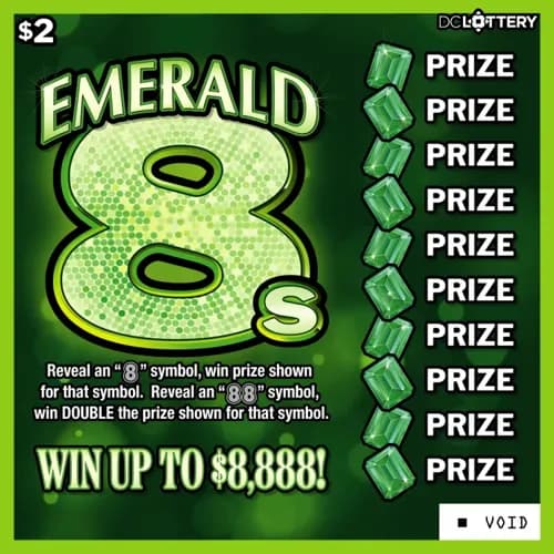 Emerald 8s scratch-off ticket