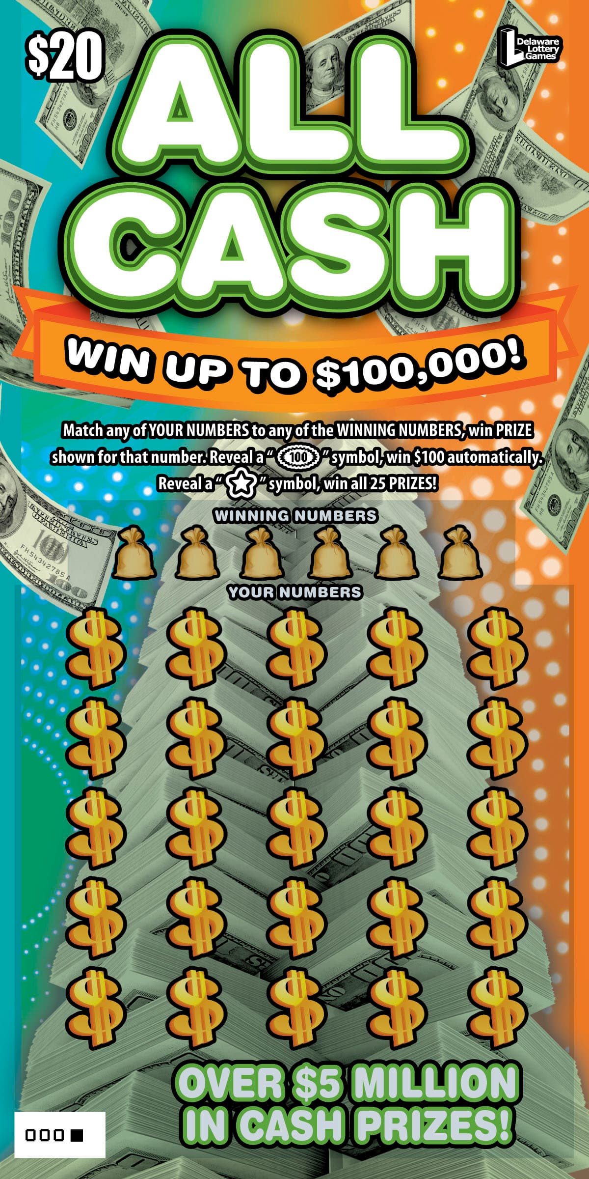 ALL CASH scratch-off ticket