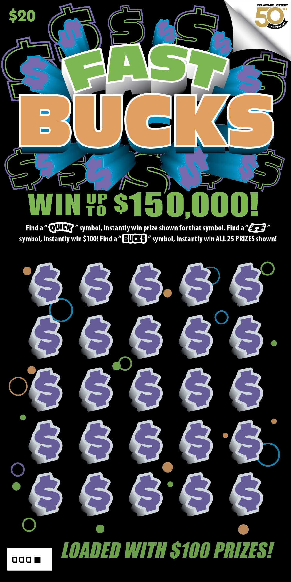 FAST BUCKS scratch-off ticket