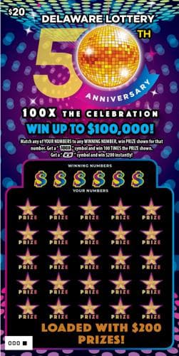 100X THE CELEBRATION scratch-off ticket