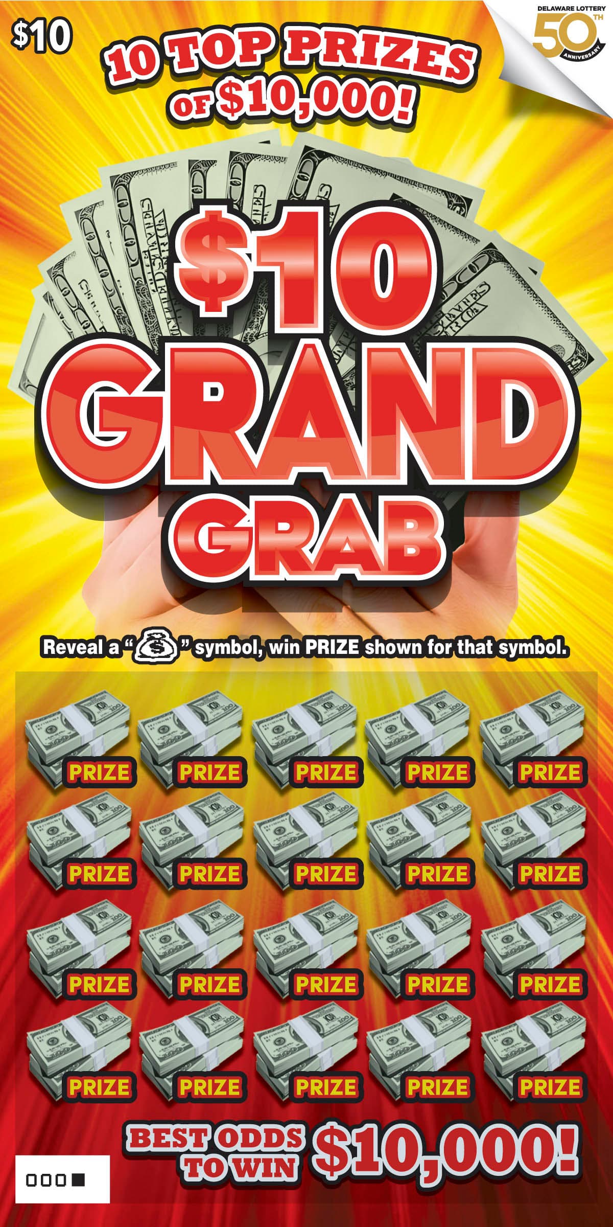 $10 Grand Grab scratch-off ticket