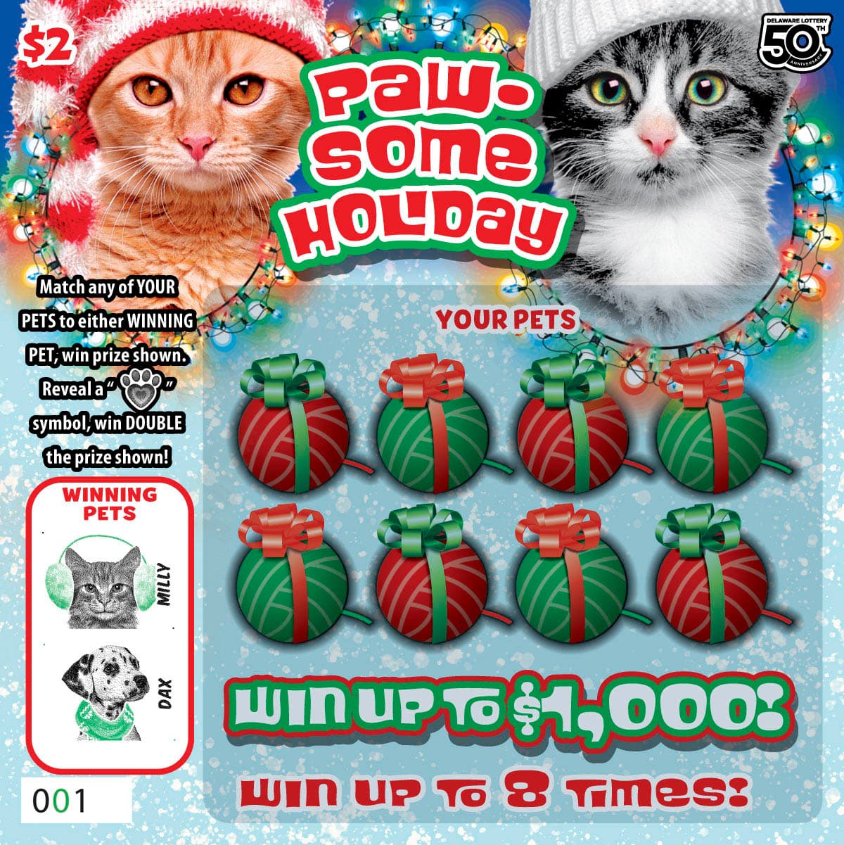 Paw-some Holiday scratch-off ticket