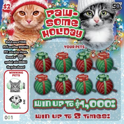 Paw-some Holiday scratch-off ticket