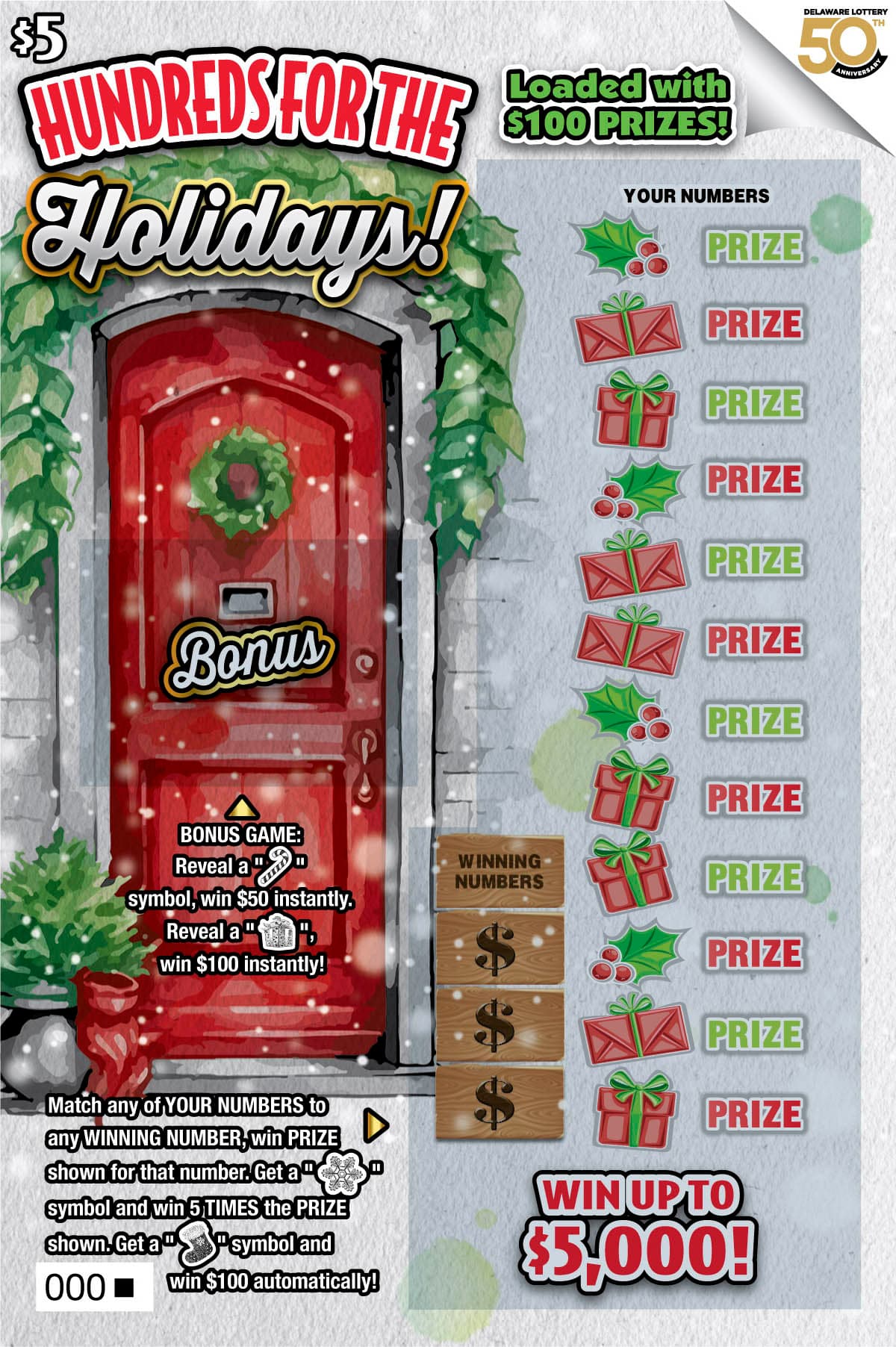 Hundreds for the Holidays! scratch-off ticket