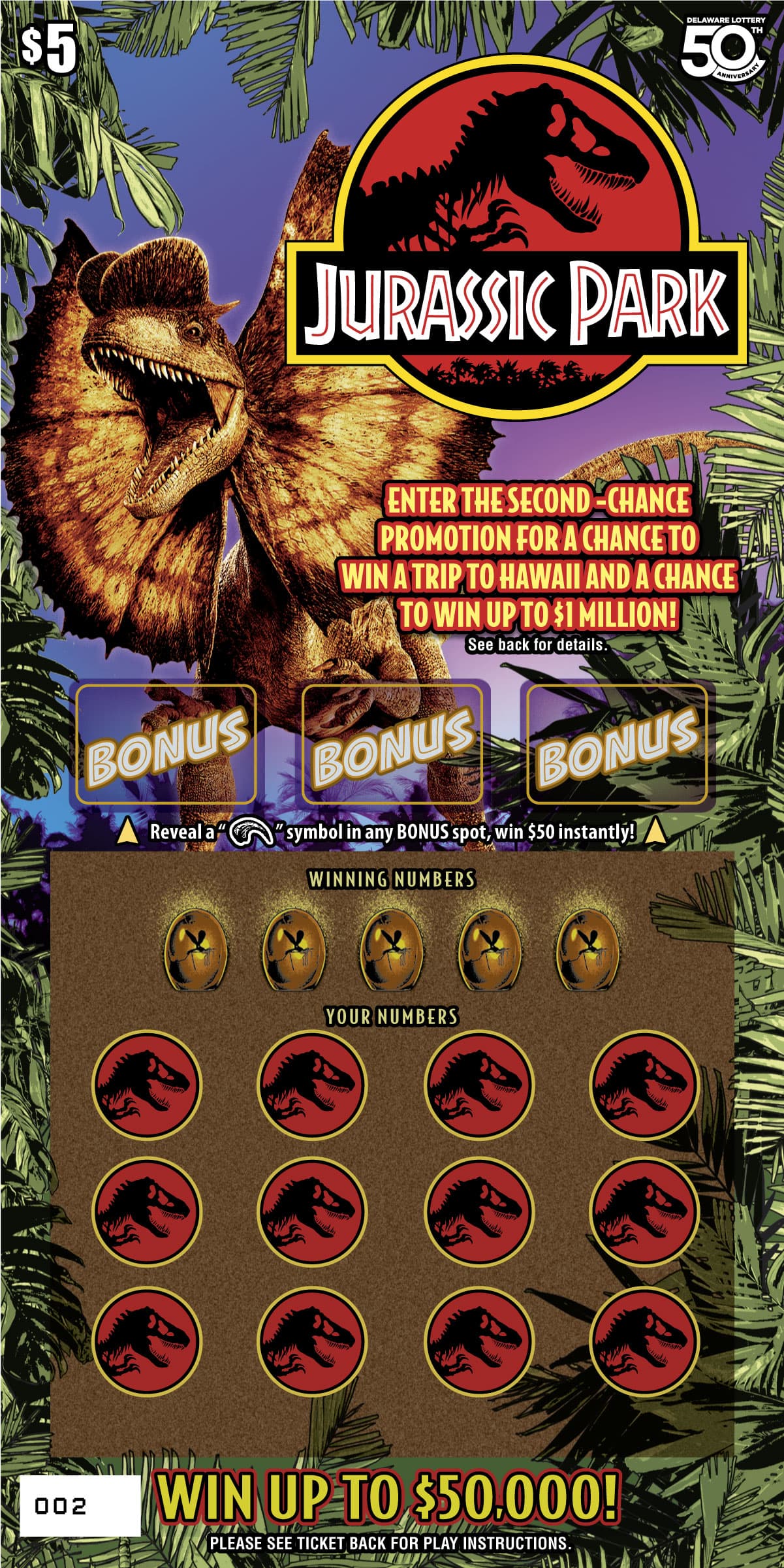 Jurassic Park scratch-off ticket