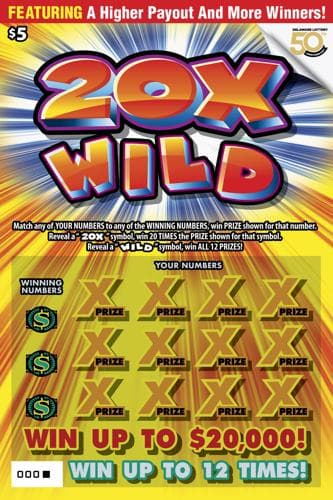 20X Wild scratch-off ticket