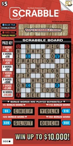 Scrabble Crossword scratch-off ticket