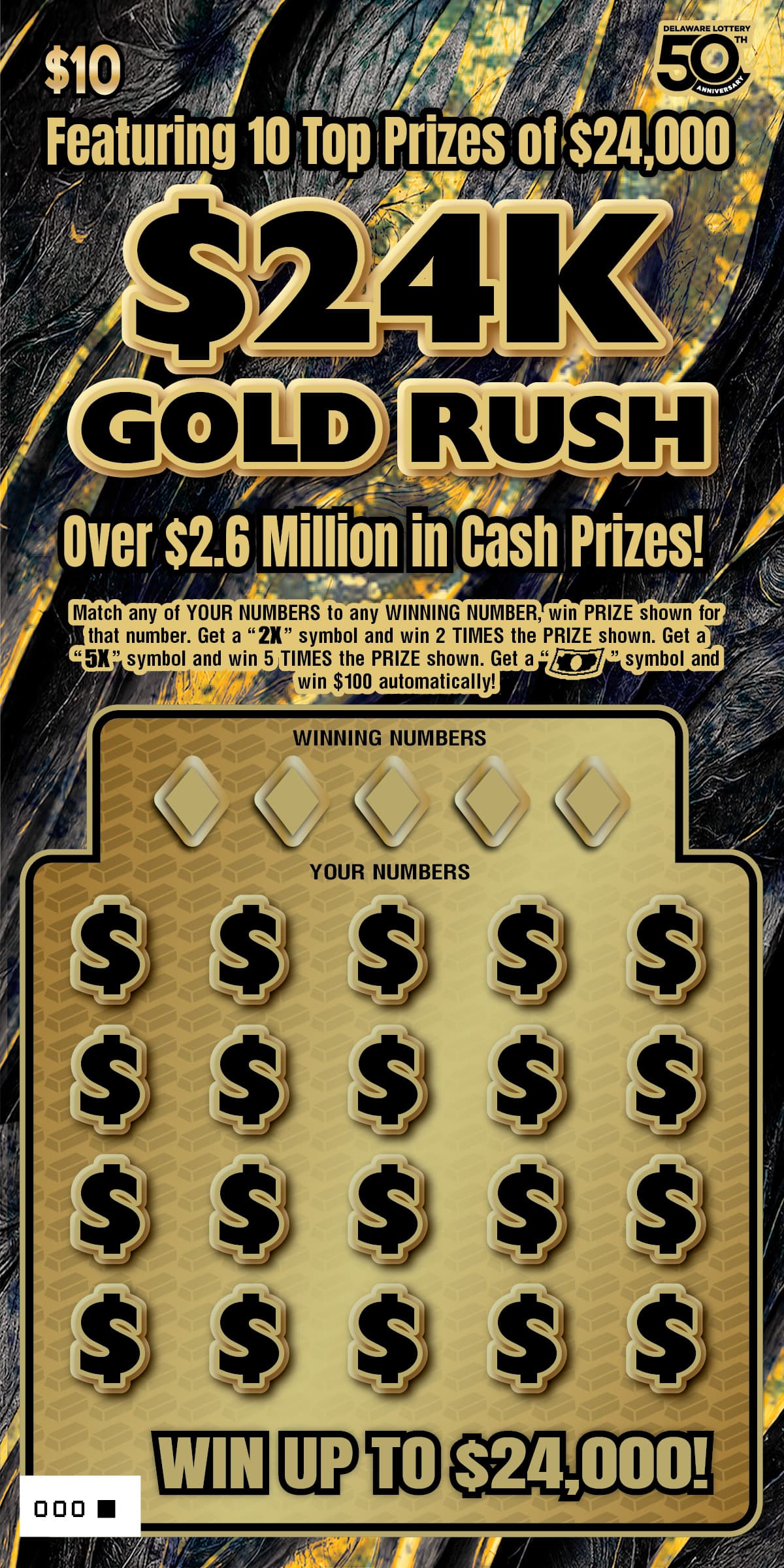 $24K GOLD RUSH scratch-off ticket