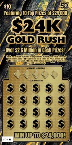$24K GOLD RUSH scratch-off ticket
