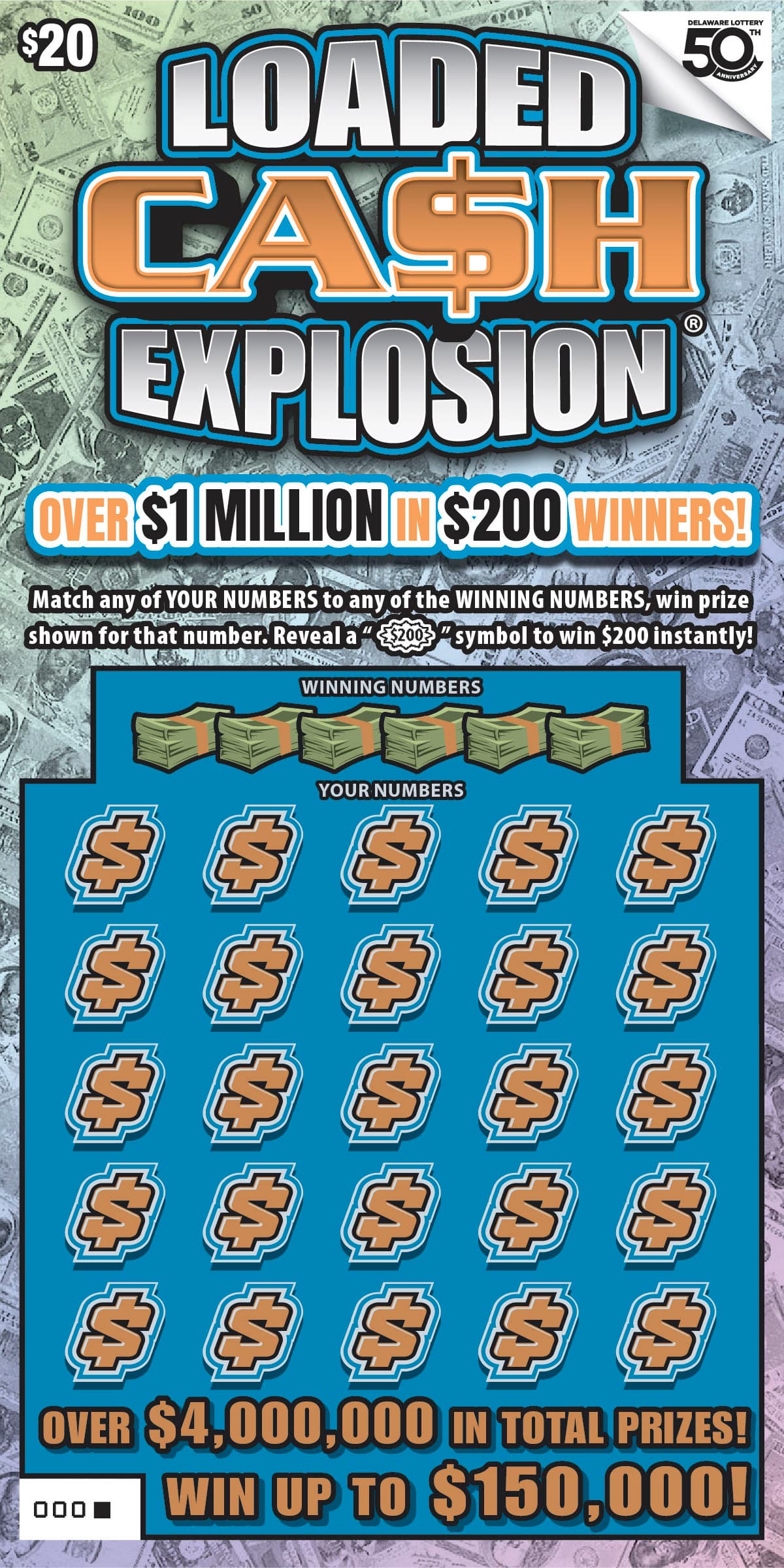 Loaded CA$H Explosion scratch-off ticket