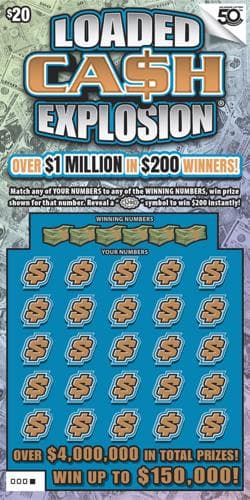 Loaded CA$H Explosion scratch-off ticket