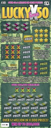 Lucky Times 50 scratch-off ticket